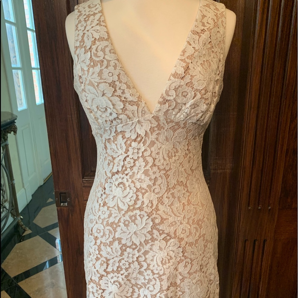 A.B.S. cream floral lace dress